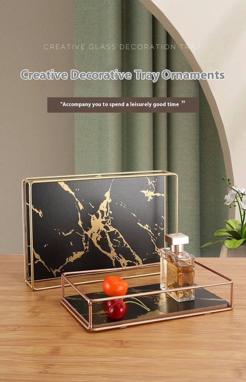 Quadratischer Kosmetiktablett-Organizer – Luxuriöse Kosmetikaufbewahrung für Badezimmer und Schreibtisch (Elegante, modische Wohndekoration, Mehrzweck-Präsentationstablett)_voghion.com