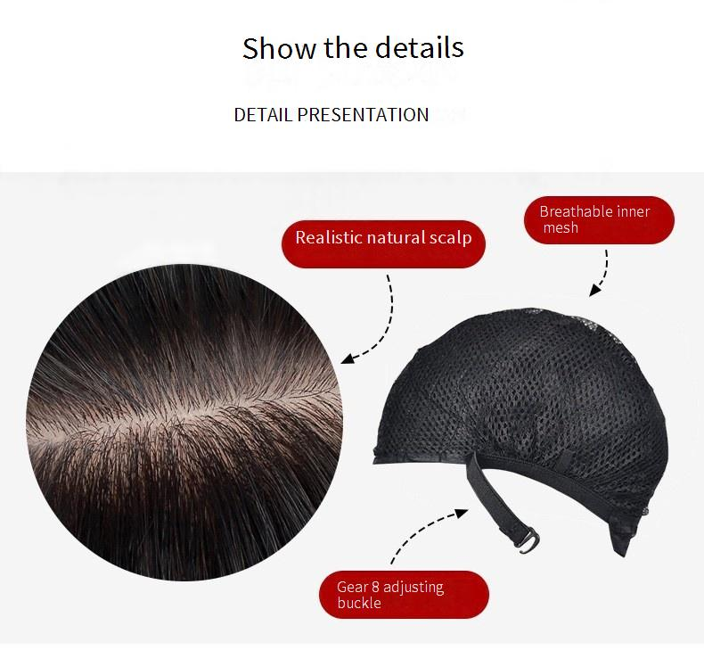 Synthetische Clip-in-Perücken für Herren, grau, gemischt, kurze Perücken, flauschig, natürlich, modisch, Chemiefaserperücken_voghion.com