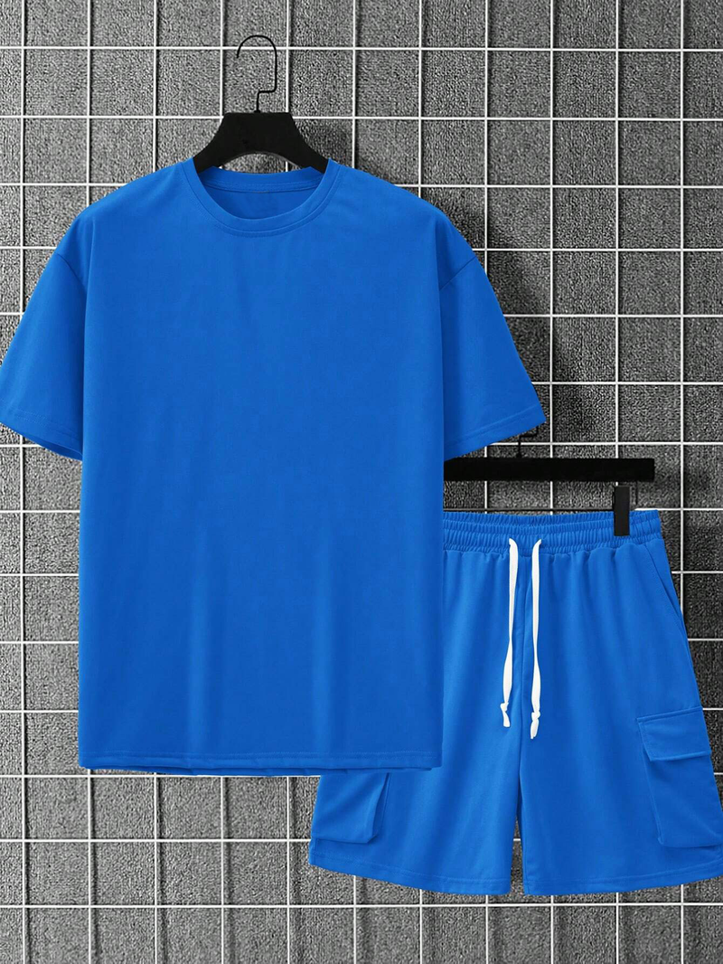 Completo estivo da uomo a maniche corte e pantaloncini da 5 pollici - Miscela di cotone modal leggero per la palestra_voghion.com
