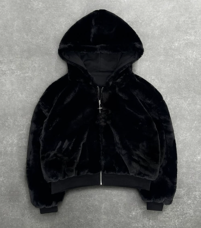 Reversible Leopard Print Fleece Hoodie - Unisex Streetwear Pullover With Silicone Triangle Detail, Winter Warm Top_voghion.com