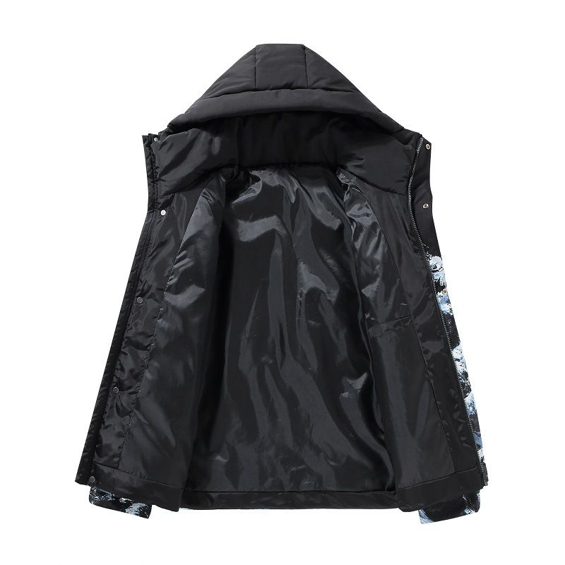 Men's Clothing Winter Couple Fashion Snow Mountain Down Jacket, Lightweight Short Puffy Coat With White Duck Feather, Loose Fit Warm Hooded_voghion.com
