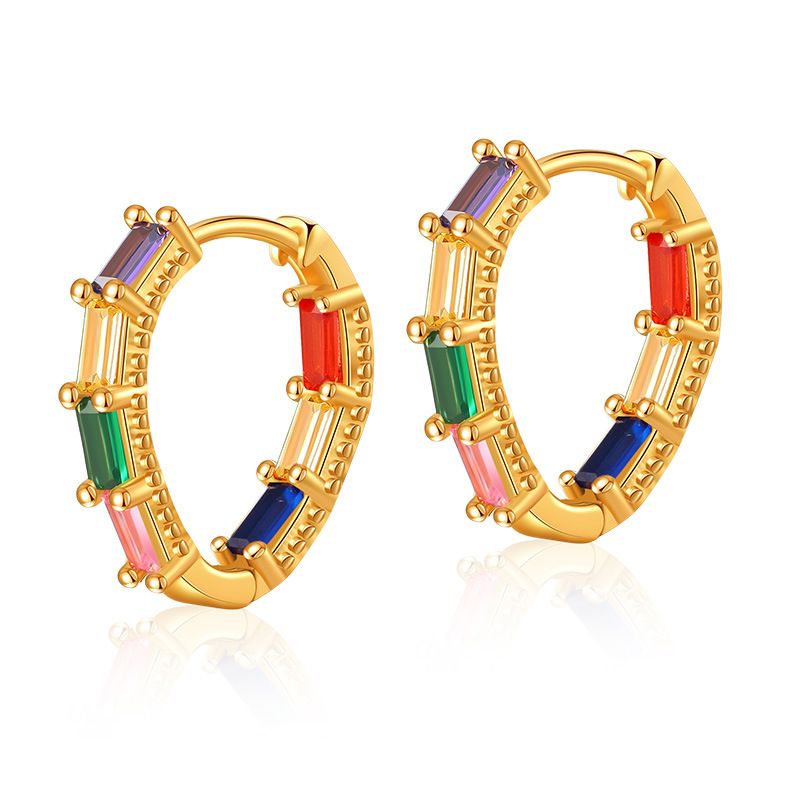 Orecchini rotondi retrò a forma di cuore pesca con placcatura leggera in zirconi colorati e oro vero K, che preservano il colore_voghion.com