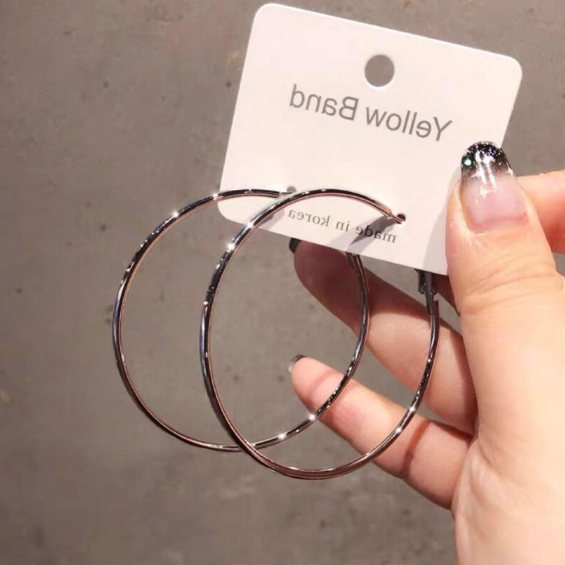 Orecchini ad anello tondo con ago in argento, personalità esagerata, borchie in stile Ins, fibbie per le orecchie, metallo coreano_voghion.com
