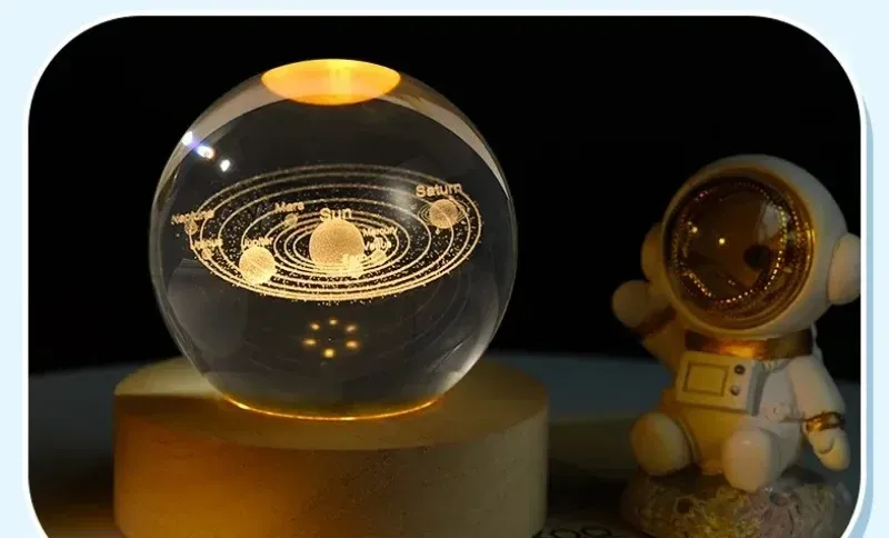 Lampada da tavolo con sfera di cristallo, decorazione per la casa, globo di galassia in vetro trasparente creativo, luce notturna_voghion.com