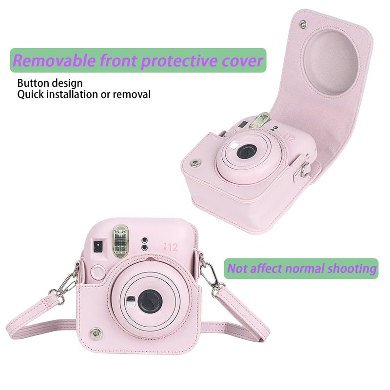 2023 für neue Fujifilm Instax Mini 12 Instant Film PU Ledertasche Hülle mit Schultergurt Kameratasche_voghion.com