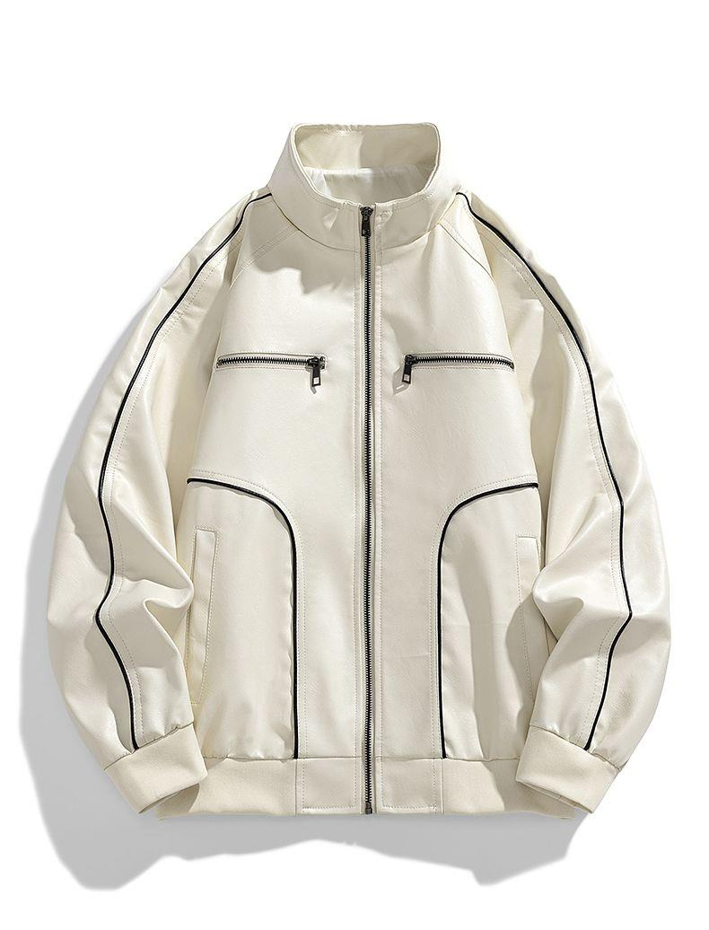 Semir Group GSON Primavera e Autunno Nuovo PU Unisex Trendy Marchio Giacca in Pelle, Colletto Versatile Cappotto_voghion.com