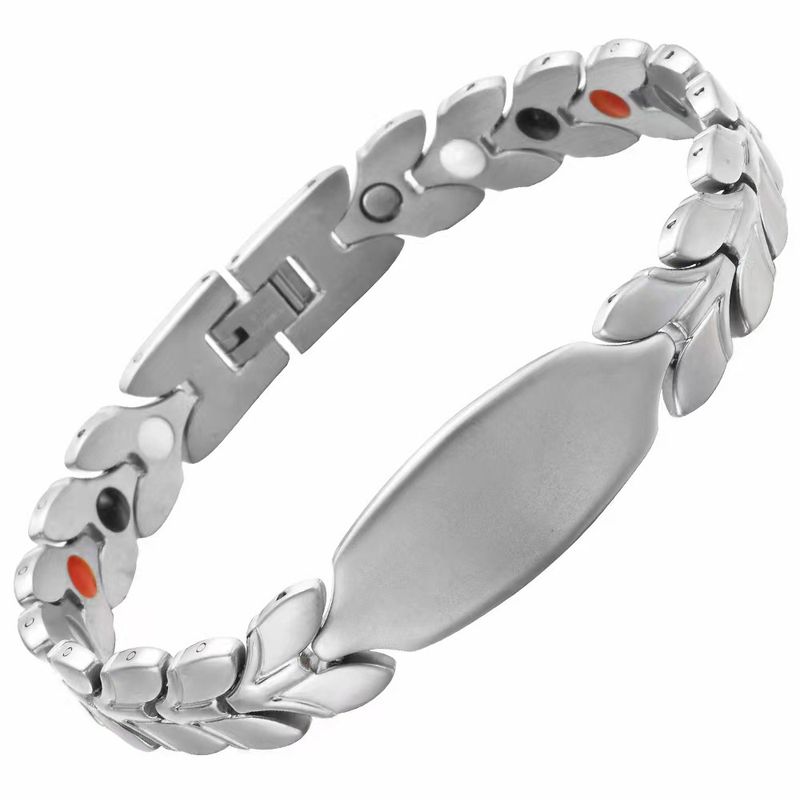 Enkel hvedeøre herrearmbånd i titanium stål med smykker, antistatisk negativ ionarmbånd til kvinder, magnetisk terapiarmbånd_voghion.com