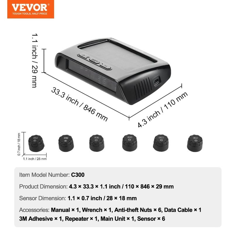Tire Pressure Sensors Time Trailer Solar Real 6 Monitoring TPMS System RV_voghion.com