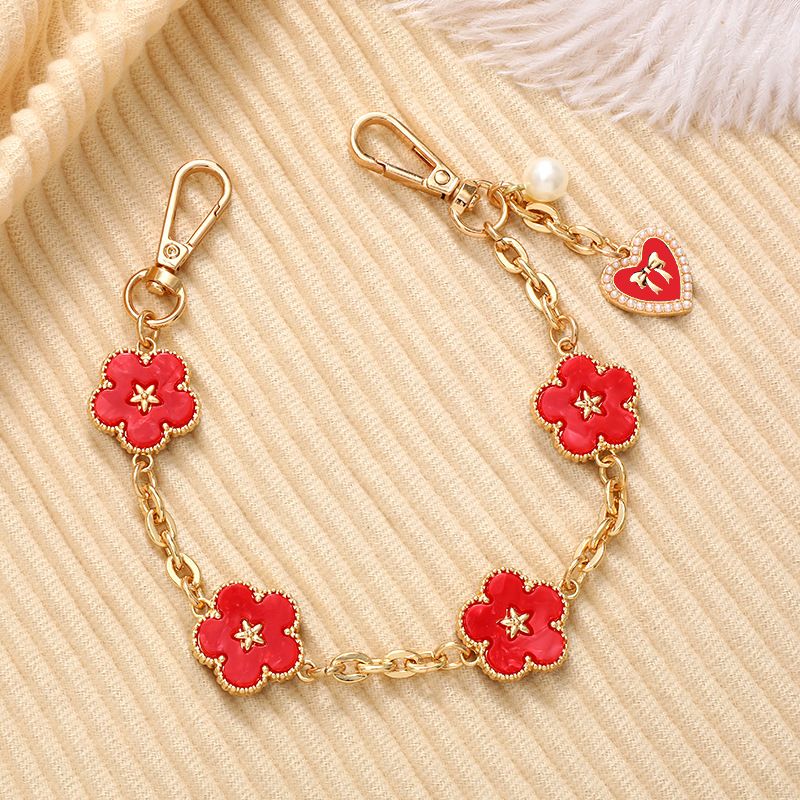 New Acrylic Acetate Flower Handbag Anti-drop Phone Keychain Pendant Bag Metal Chain_voghion.com