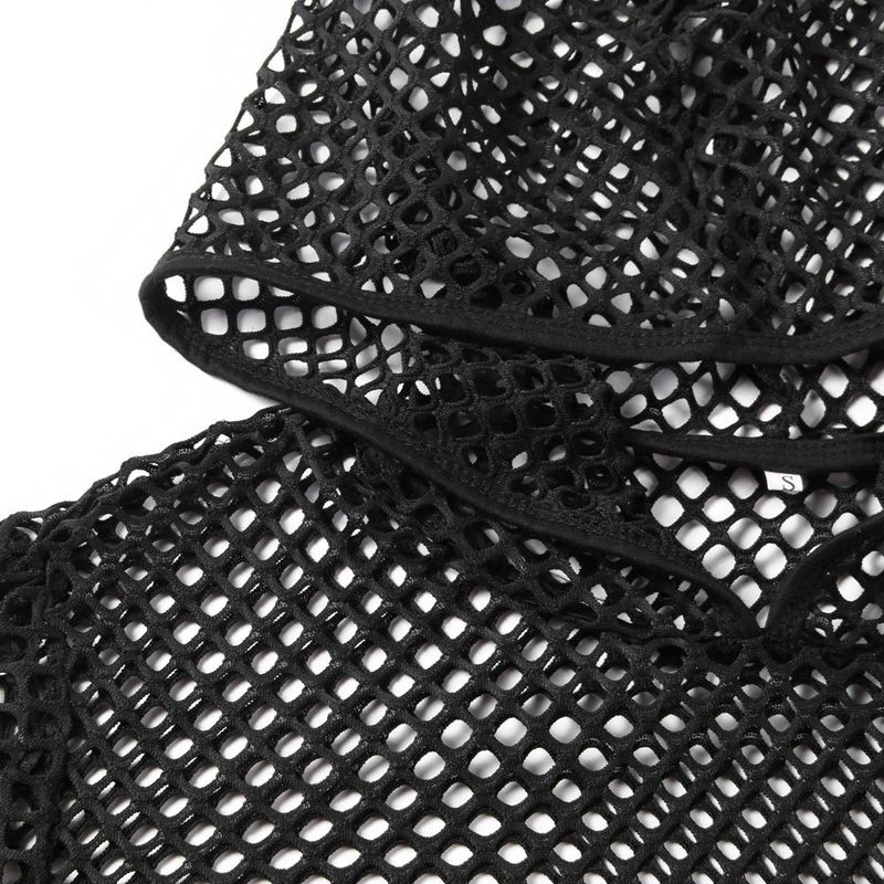 Herrenbekleidung Mode personalisierte Herrenmode hohles kurzärmliges Mesh-T-Shirt atmungsaktives Mesh-Unterhemd Herrenpullover_voghion.com