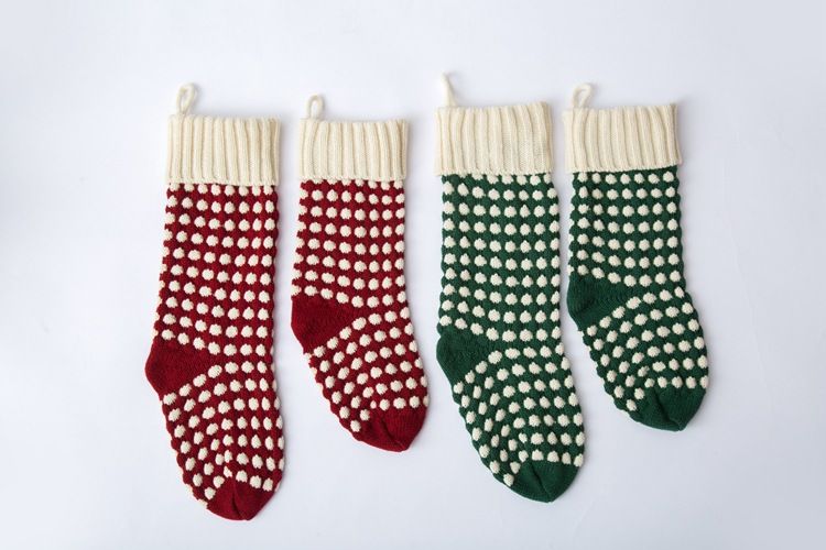 Grote maat 46CM garen gebreide cadeau decoratie snoepzak stippen hanger kerst sokhoes_voghion.com