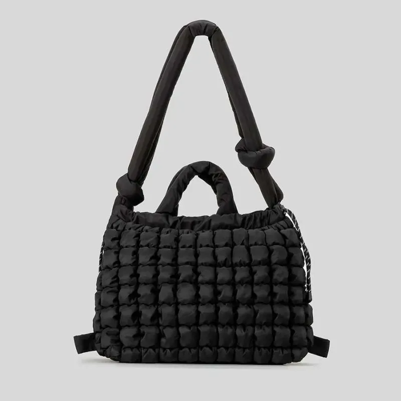 Borsa a tracolla imbottita morbida da donna, borsa a mano imbottita, tracolla grande, borsa a tracolla in nylon trapuntato casual 2025 di grandi dimensioni_voghion.com