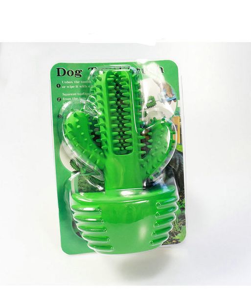 Cactus Shape Dog Toothbrush Stick Puppy Dental Care Brushing Stick Effective Doggy Teeth Cleaning Massager Natural Rubber Bite Resistant Chew Toys_voghion.com