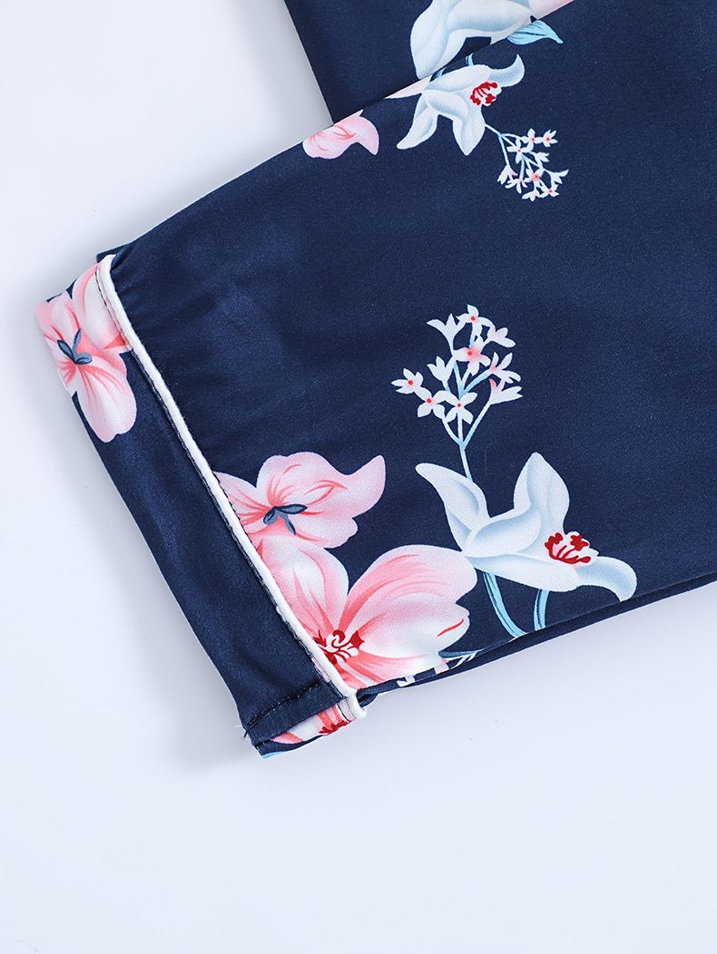 Otoño e invierno, ropa grande para el hogar para bebé, cárdigan Floral de seda de leche, pantalones de manga larga, conjunto de pijamas para niños, otoño_voghion.com