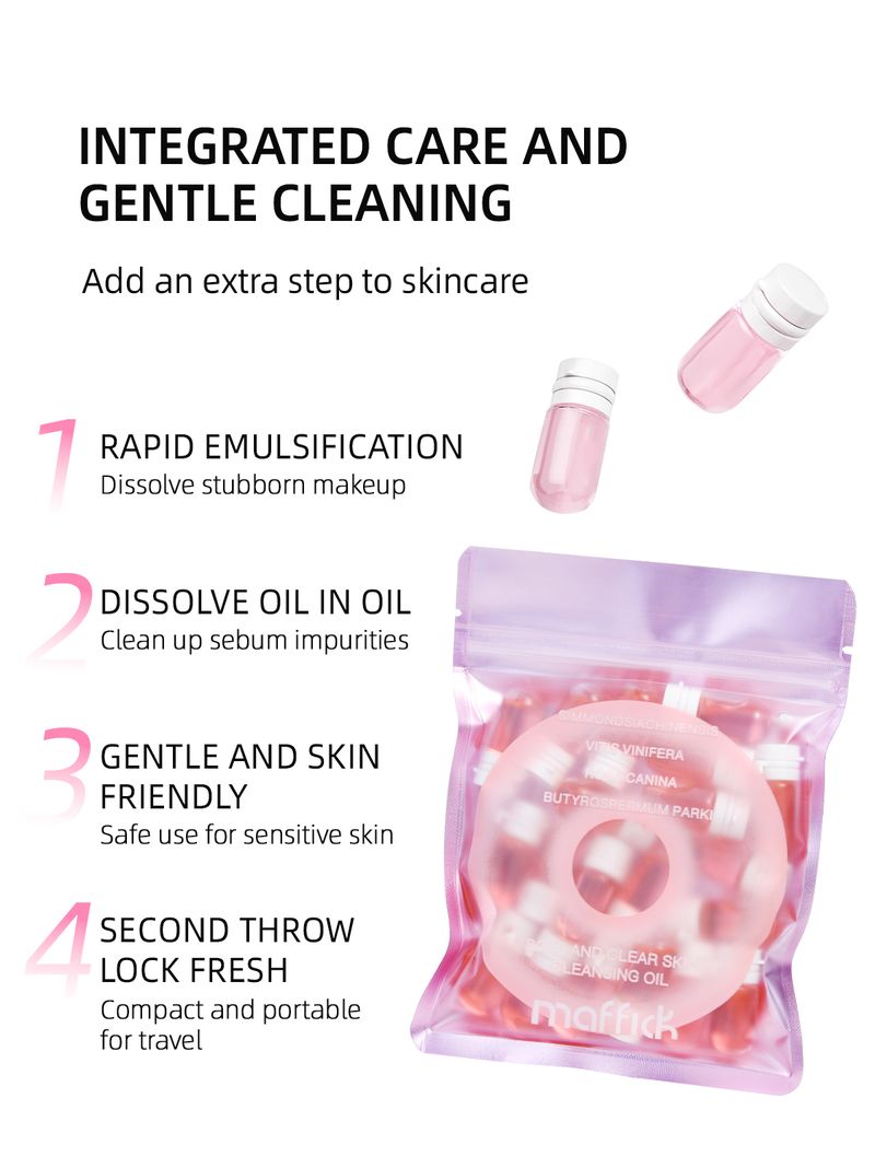Maffick 20 Kapseln Packung Wimpern Gesicht Sanfte Tiefenreinigung Feuchtigkeitsspendende Haut Beruhigende Make-Up Entferner_voghion.com