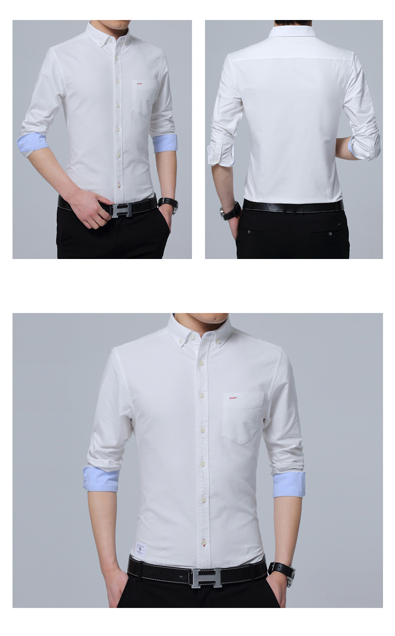 Man's clothing Cotton Oxford long sleeve casual shirt for men fashion_voghion.com