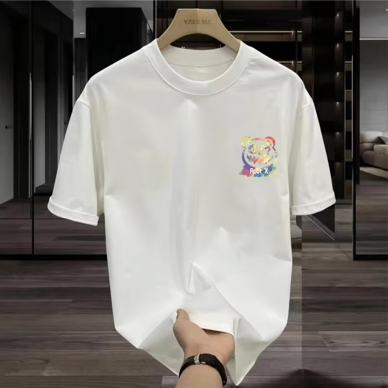 Men's 100% Cotton High Quality Round Neck Pullover Short Sleeve T-shirt_voghion.com