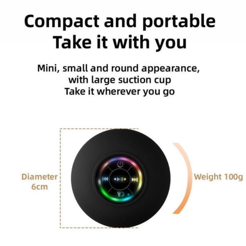 LANSKLBD Mini Bluetooth Hoparlör Taşınabilir Su Geçirmez Vantuz Kablosuz Handsfree Hoparlörler Işıklı LED Işık Duşlar Havuz Araba_voghion.com