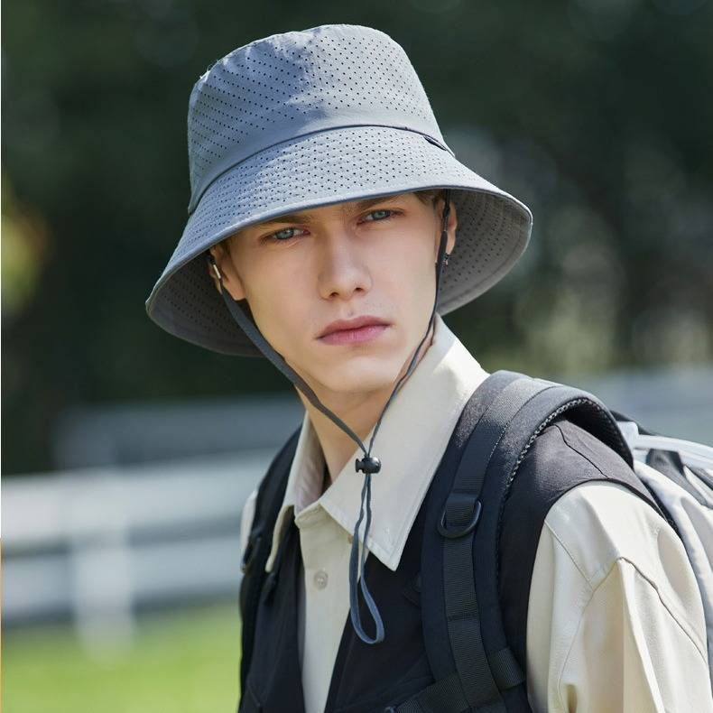 Atmungsaktiver, perforierter Ganzkörper-Fischerhut für Herren, Sonnenschutz- und Sonnenschirmhut für den Sommer, Wander- und Angelhut für den Außenbereich, faltbarer Reisehut_voghion.com