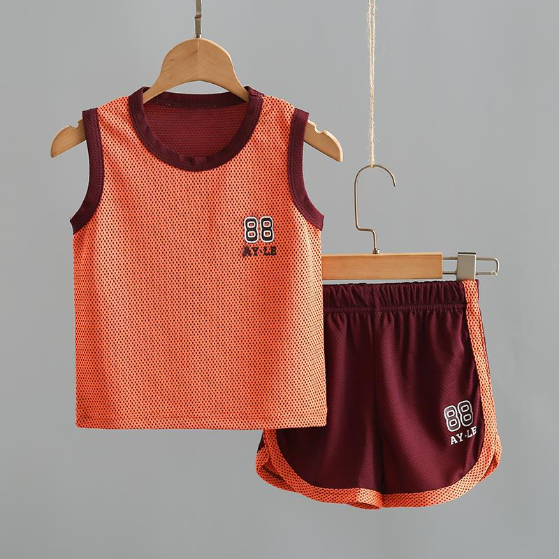Vêtements pour enfants, uniforme de basket-ball, combinaison à manches courtes, short d'été à manches courtes, vêtements de sport, combinaison deux pièces pour bébé_voghion.com