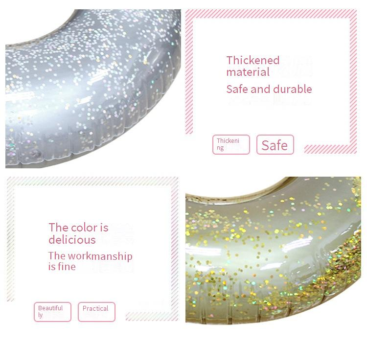 Salvagenti gonfiabili con glitter oro e argento - Galleggianti per piscina sotto le ascelle (Letto galleggiante di lusso in PVC resistente con impugnatura antiscivolo, capacità di 300 libbre)_voghion.com