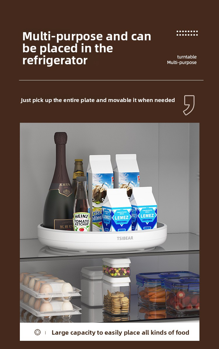 Vassoio portaoggetti girevole per la casa – Contenitore compatto girevole a 360° per cucina, bagno e ufficio – Design moderno in plastica PP in nero/grigio (25 cm/30 cm)_voghion.com