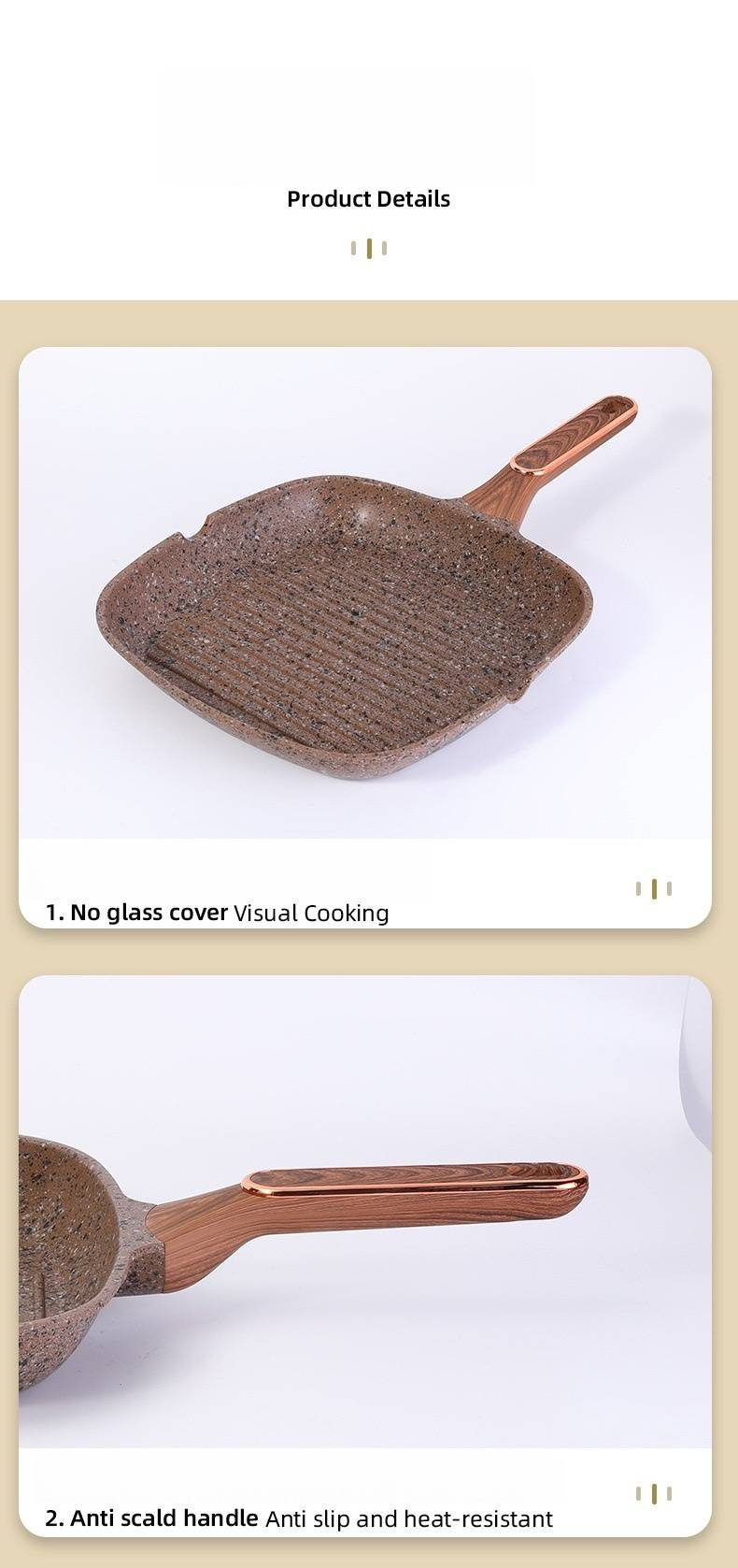 28cm Granite Nonstick Frying Pan - Cast Aluminum Skillet, Steak Griddle & Multipurpose Pan | Induction Compatible, All Cooktops_voghion.com