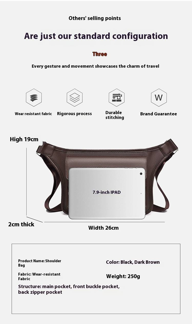 Men's Messenger Bag PU Leather Waterproof Litchi Pattern Shoulder Bag Men's Retro Handbag Small Shoulder Bag Men_voghion.com