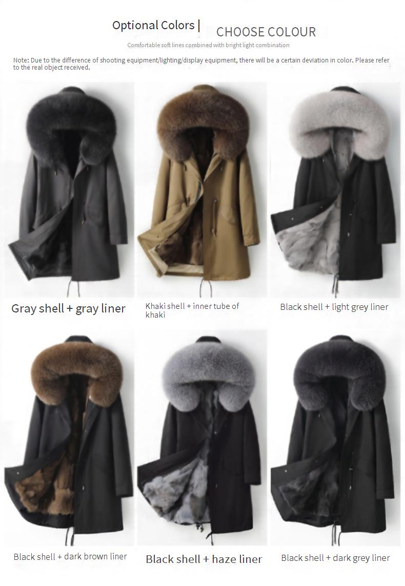 Parka de piel de zorro desmontable para hombre: abrigo de invierno con capucha y forro extraíble (M-6XL, corte entallado, cortavientos, cierre de cremallera)_voghion.com