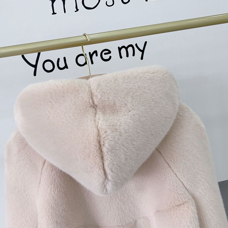 Women's Clothing Luxurious Faux Mink Coat Women's Hooded Mid-Length Faux Fur Jacket With Elegant Design - Soft & Warm Winter Outerwear_voghion.com