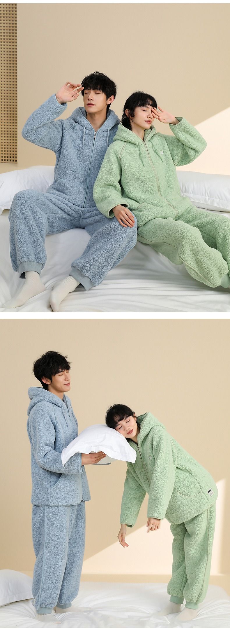 Winter New Sheep Cake Plush Thickened Autumn And Winter Collection For Men And Women Couples With Plush Thickened Pajama Set--Women's_voghion.com