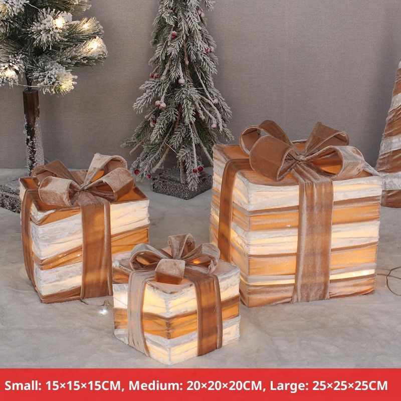 Ensemble de 3 décorations de Noël en tissu avec lumières LED - Décoration de Noël élégante de style européen pour sapin, fenêtre et table_voghion.com