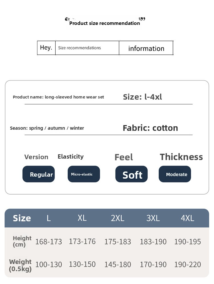 Pajamas Men In Autumn, Cotton Pullover, Long Sleeved, Loose Fit, Plus Size, Men's Home Suit For Autumn_voghion.com