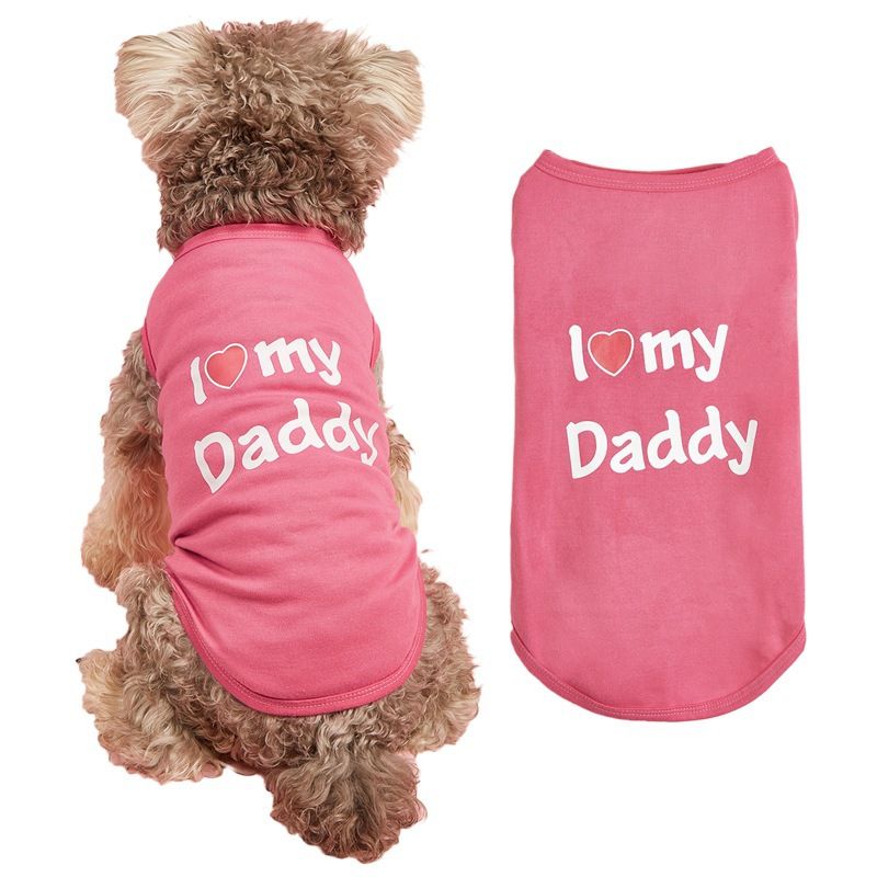 Summer Thin Cool Air Conditioning Multi-color Classic Style I Love Mom And Dad Vest Pet Supplies Two-legged Clothes_voghion.com