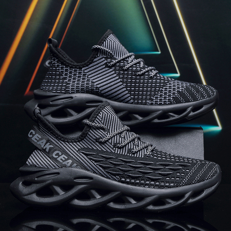 Scarpe sportive da uomo di grandi dimensioni con bordo a squame di pesce, tecnologia giovanile, moda intrecciata volante, corsa leggera_voghion.com