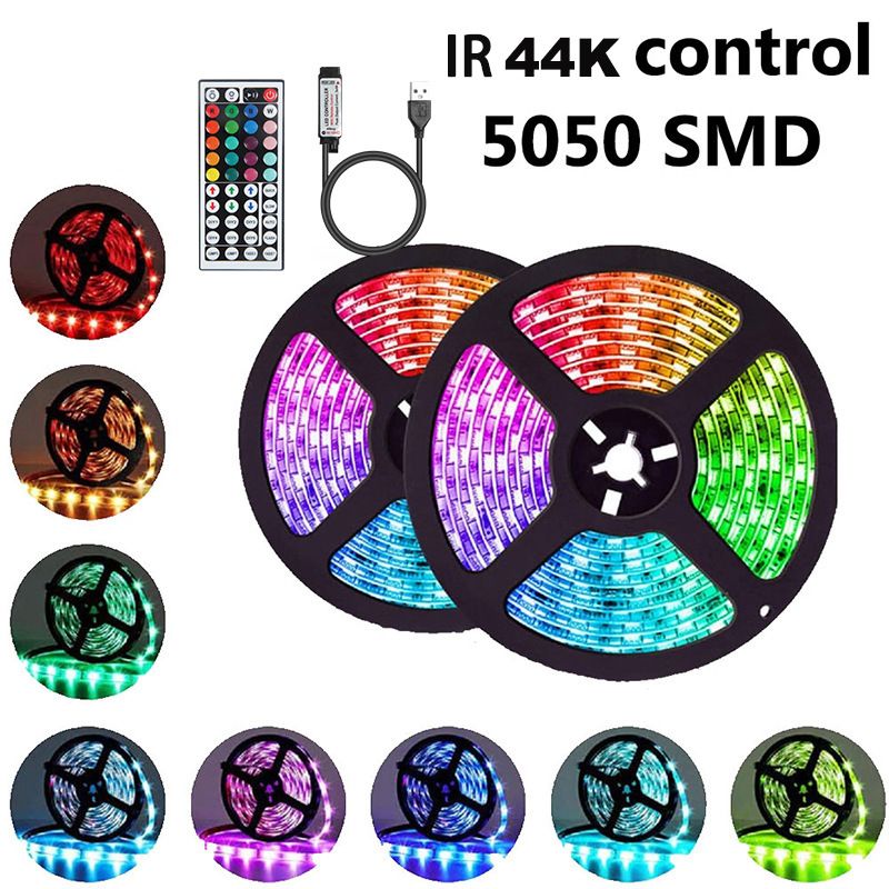 Bande LED RVB 18 LED/mètre – Application Bluetooth intelligente et télécommande, découpe possible, SMD 5050 pour décoration intérieure, rétroéclairage TV, éclairage de fête_voghion.com