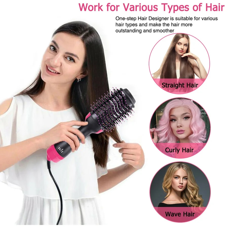 3 v 1 Vroč zrak Styler & Volumizer Enostopenjski ravnalnik las Kodralnik Električni fen Krtača za mokro in suho uporabo_voghion.com