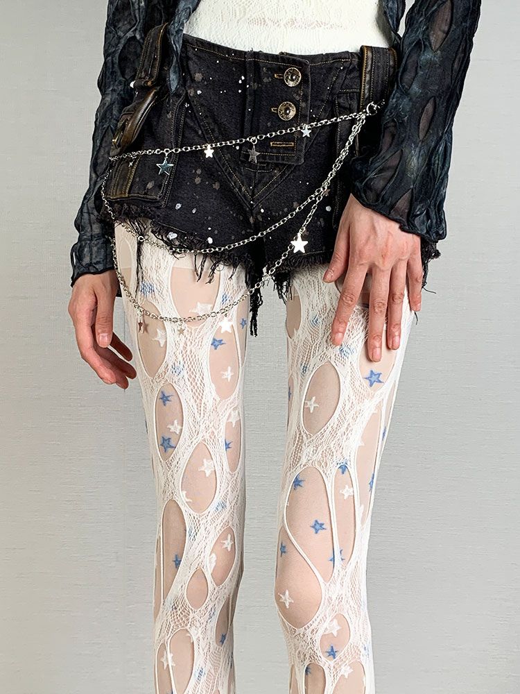 Antike, Licht, niedrige Sättigung, Sternstapelung, Lochbrechen, Fischernetz, Nische, Y2K, würziges Mädchen, süß und lustvoll,_voghion.com