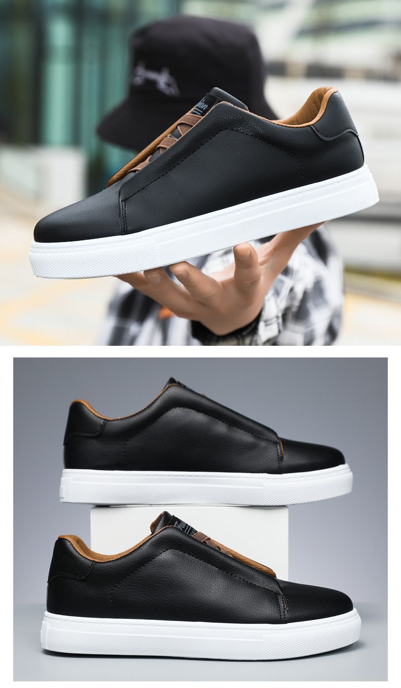 Scarpe da uomo, scarpe da skateboard basse, alla moda, tinta unita, comode, antiscivolo e resistenti, per attività all'aperto._voghion.com