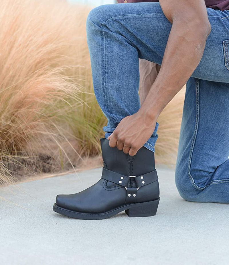 Botas de cowboy de salto alto estilo western, tira de ferragem para casal_voghion.com