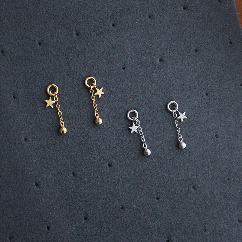 Sier Sterling VENUS Piccola stella con sfera Simpatici orecchini pendenti con stella a cinque punte per gioielli alla moda da donna_voghion.com