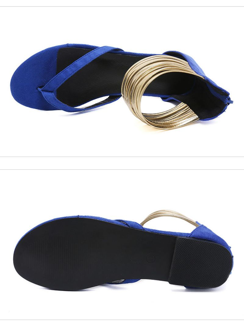 Large Size Roman For Women, Flip-toe Fashion Women's Sandals, Personalized Anklet Flat Sandals_voghion.com