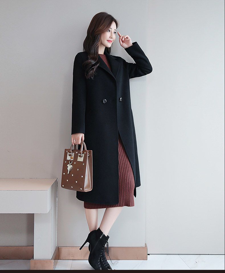 Women's Clothing Autumn And Winter Woolen Coats Mid Length Women's Winter Wool Coat Long Loose Trench Coat Plus Size Casual Overcoat With Pockets_voghion.com