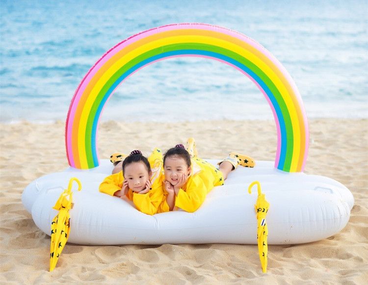 Extra Lare Thickened Internet Celebrity Rainbow Island Bed Air Mattress Inflatable Water Floatin Recliner Swimmin_voghion.com
