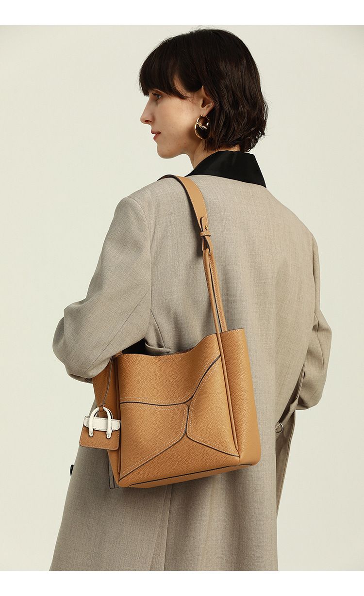 Borsa a spalla in pelle di vacchetta di grande capacità Scambio sensoriale di fascia alta da donna, borsa laboriosa, borsa a tracolla_voghion.com