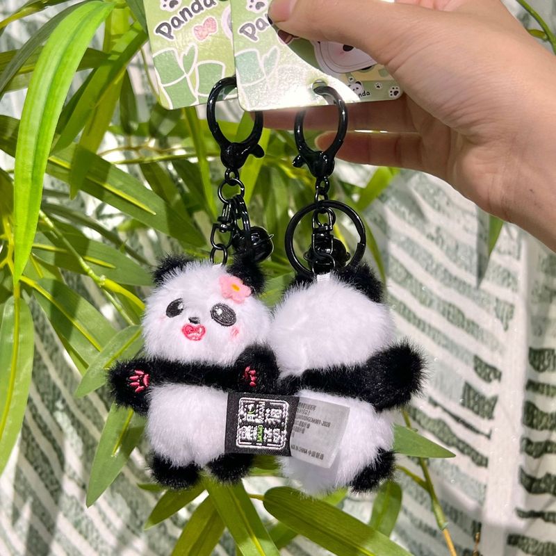 Cute Mini Keychain Backpack Small Exquisite Adorable Expression Flower Panda Pendant_voghion.com