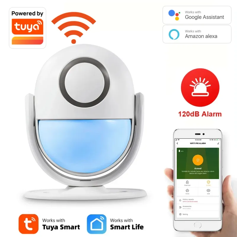 Système d'alarme Tuya WIFI 120 dB, fonctionne avec Google Alexa 433, détecteur PIR, capteur de porte, sécurité domestique, application Smart Life, anti-cambriolage_voghion.com