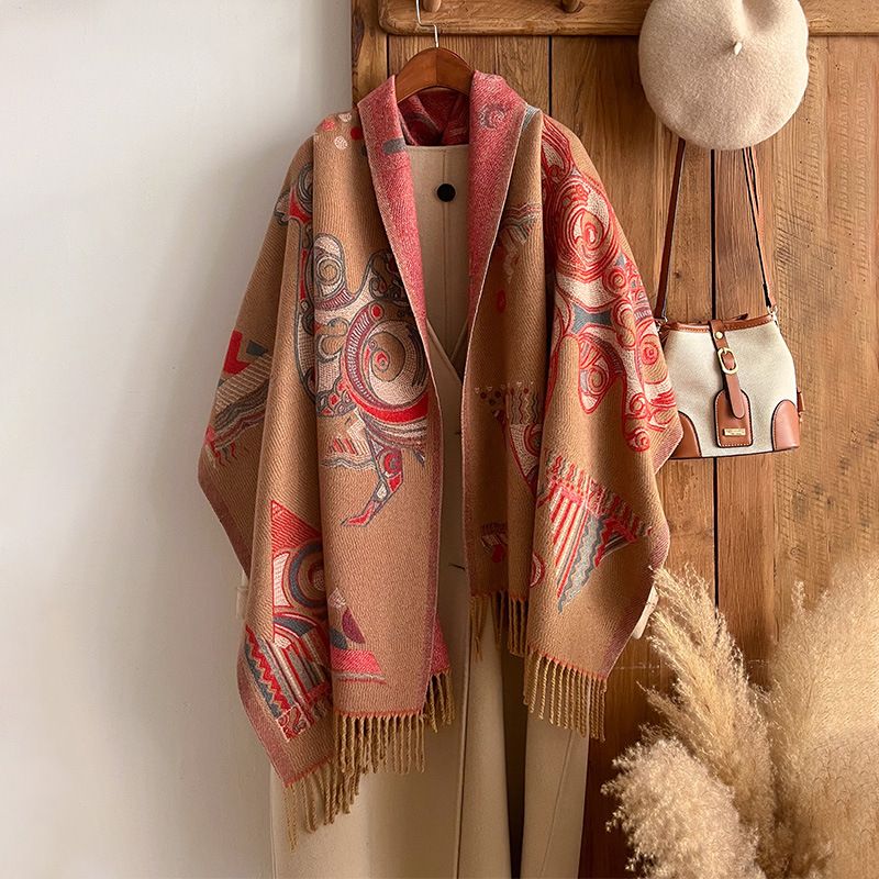 Sciarpa in cashmere autunnale e invernale, mantello scialle in stile etnico, sciarpa da donna con nappe calde dello Xinjiang ispessita_voghion.com