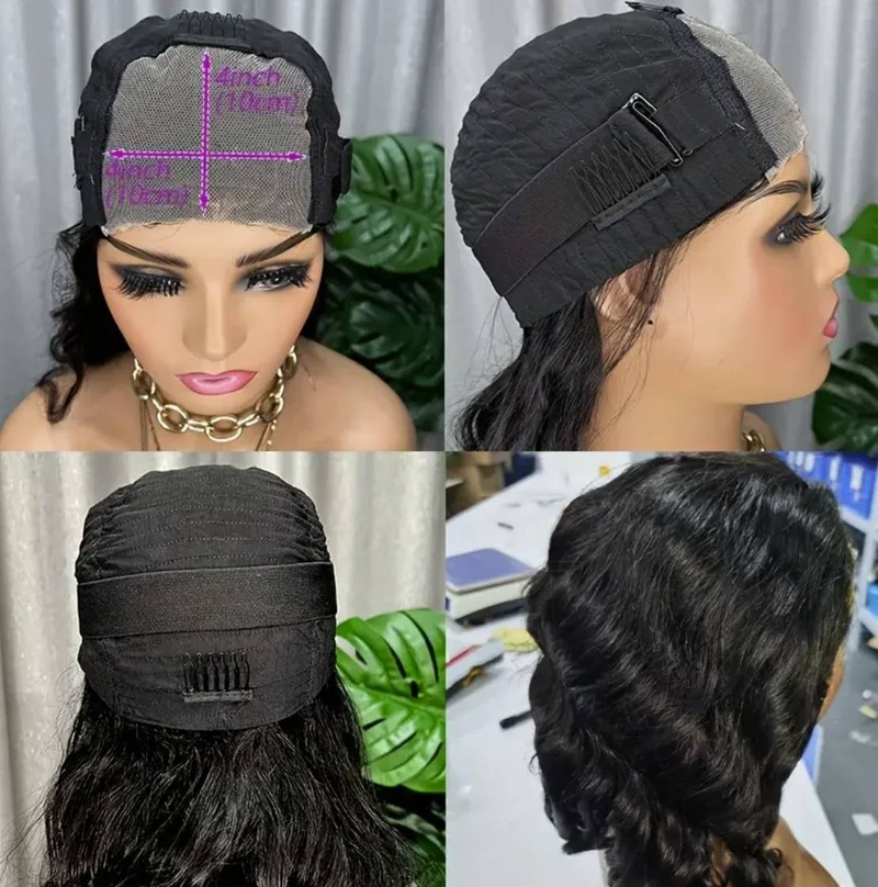 180% Dicht 14 Zoll Mënschlecht Hoer Perück Loose Body Wave Lace Frontal Bob Perück Brasilianesch Remy Kuerz Loose Wave Bob 4x4 Lace Verschluss Perück Fir Fraen_voghion.com