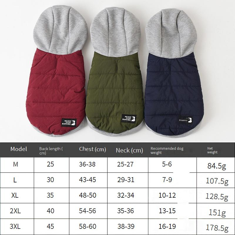 Pet clothing dog clothes two legged hooded vest color matching plus velvet windproof cotton clothes Teddy_voghion.com